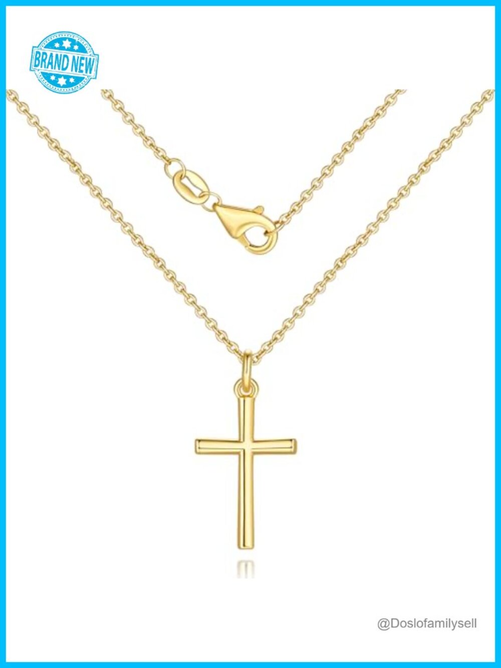 14K Gold Plated Cross Necklace Adjustable O-Chain